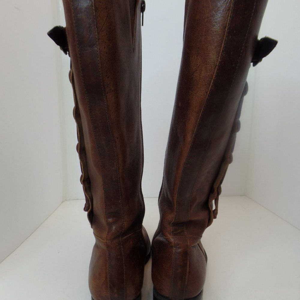 Brown Leather Zip Up Boots W Braided Trim & Buckle With Character Sz 9  #6436398 - Picture 7 of 16